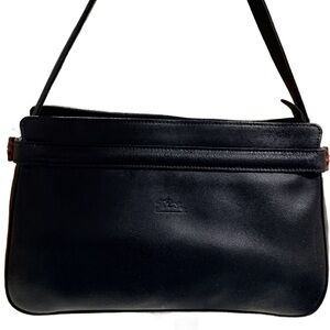 Longchamp Vintage Black Leather Shoulder Bag
